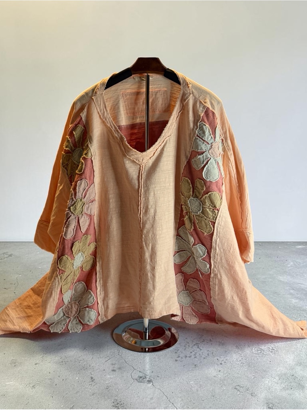 Peach Embroidered Floral Cotton Tunic